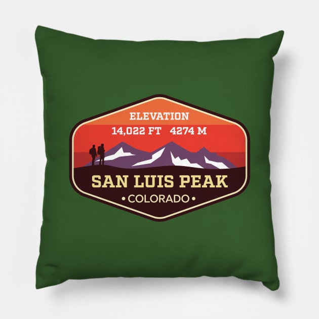 San Luis Peak Colorado - 14ers Mountain Climbing Badge Pillow by TGKelly