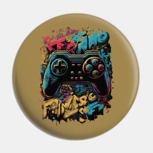 Hip Hop Graffiti Game Controller Sign Design for Boys Kids Pin