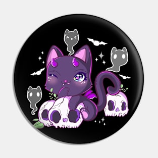 Black Cat Halloween Spooky Cat Pin