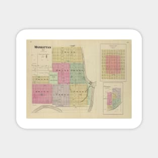 Old Manhattan KS Map (1887) The Little Apple Kansas Vintage Atlas Magnet