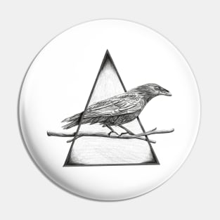 Pointillism Raven Pin