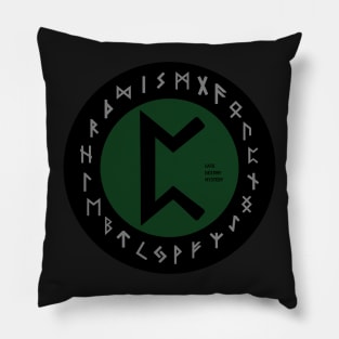 Green Perdhro Elder Futhark Rune Symbol Pillow