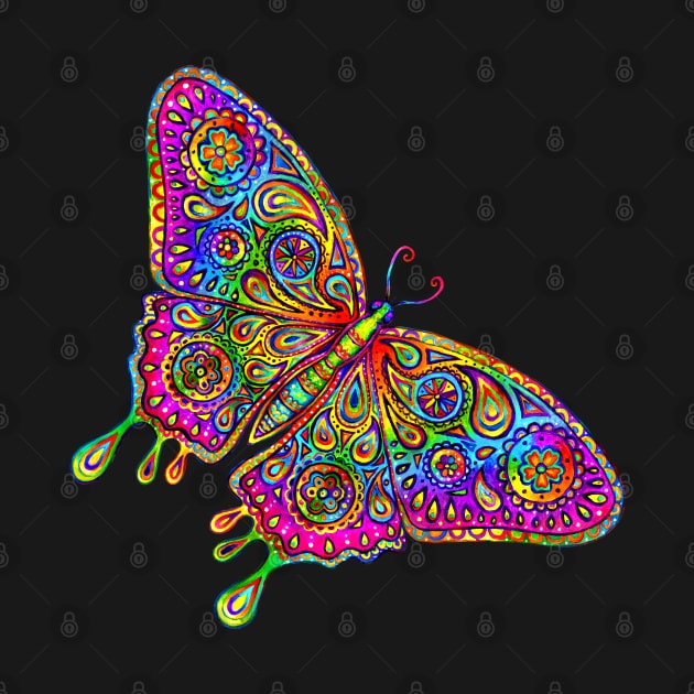 Psychedelic Paisley Rainbow Butterfly by rebeccawangart