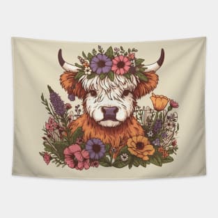 Highland Cow Cottagecore Tapestry