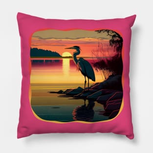 Heron at dusk Pillow