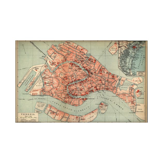 Vintage Map of Venice Italy (1920) by Bravuramedia