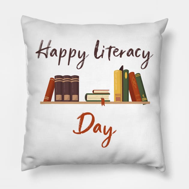 Books Day Celebrate International Literacy Day Pillow by everetto