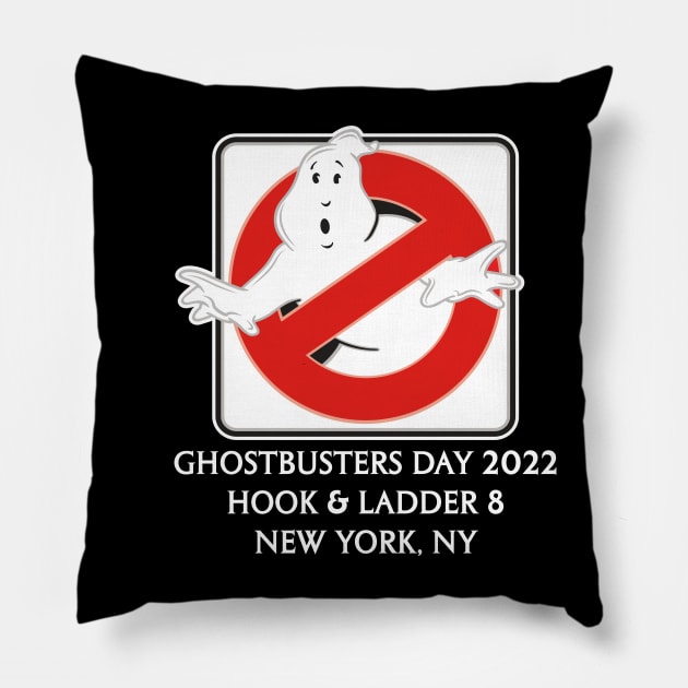 Ghostbusters Day 2022 (White Text) - Buffalo Ghostbusters Pillow by Buffalo Ghostbusters