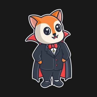 Cute Squirrel Wearing a Dracula Costume | Halloween Character T-Shirt