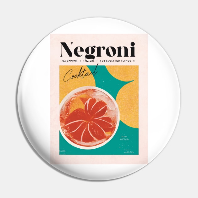 Negroni Retro Poster Sunny Room Bar Prints, Vintage Drinks, Recipe, Wall Art Pin by BetterManufaktur