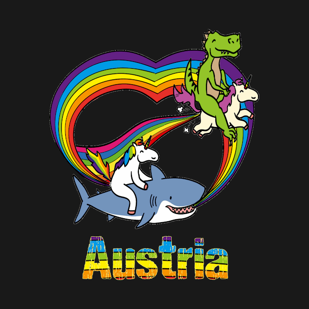 Austria Gift Dinosaur riding Unicorn T Rex Racing Shark Kids Boy Girl Teen Baby Cute Funny Rainbow Cool by Argosy