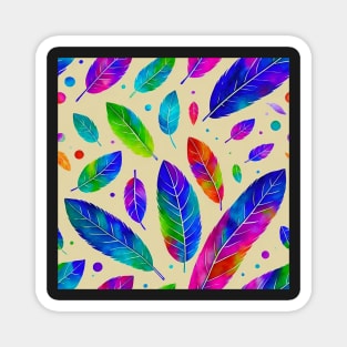 Feathers Pattern Watercolor Painting Magnet