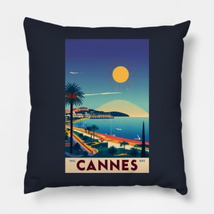 A Vintage Travel Art of Cannes - France Pillow