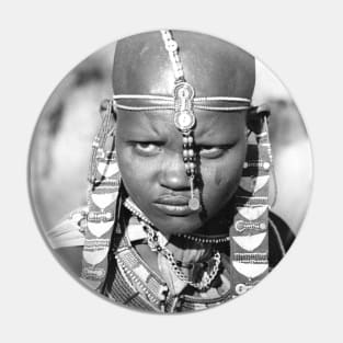 Portrait of a Maasai Warrior Pin