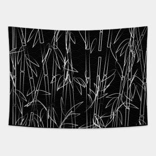 Oriental Black and White Bamboo Pattern Tapestry