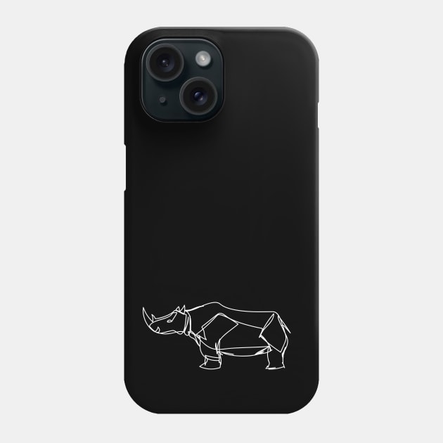 Rhino continuous white line design Phone Case by Rohan Dahotre