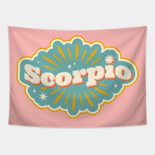 Retro Scorpio Horoscope Sign // Vintage Scorpio Zodiac Sign Tapestry