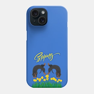 Dachshund Dog with Tulip Flowers and Spring Sign Phone Case