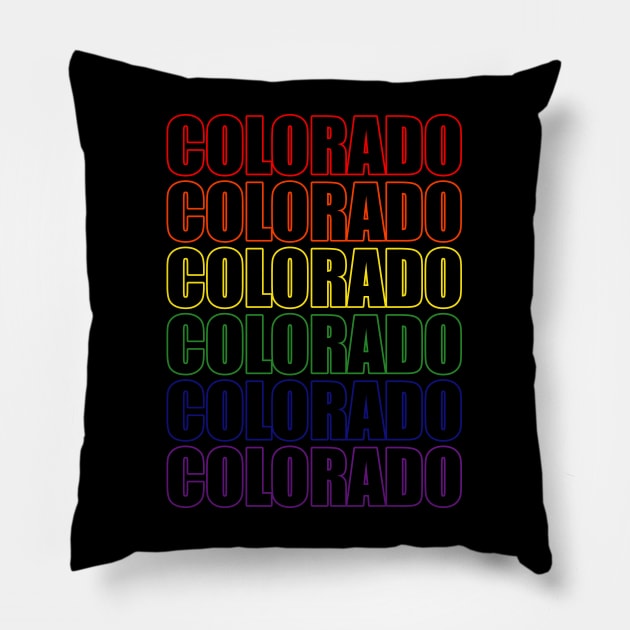 Simple Colorado Rainbow Typography Lettering Text Pillow by That5280Lady