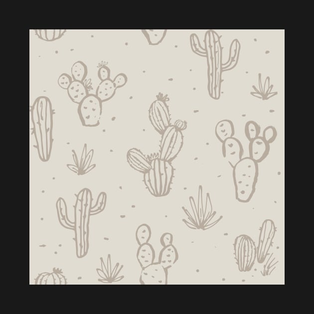 Inked Cacti - beige southwest desert by SugarPineDesign