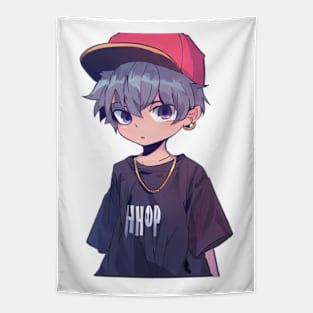 Hip hop style anime boys funny Tapestry