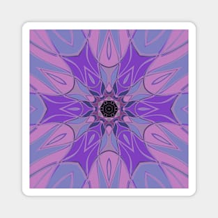 Cartoon Mandala Flower Purple Pink and Blue Magnet