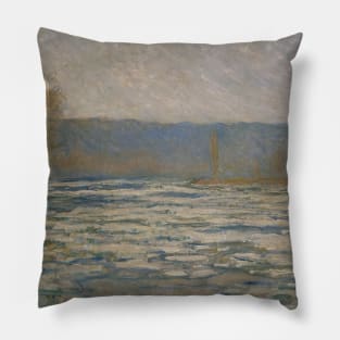 Ice breaking up on the Seine near Bennecourt by Claude Monet Pillow