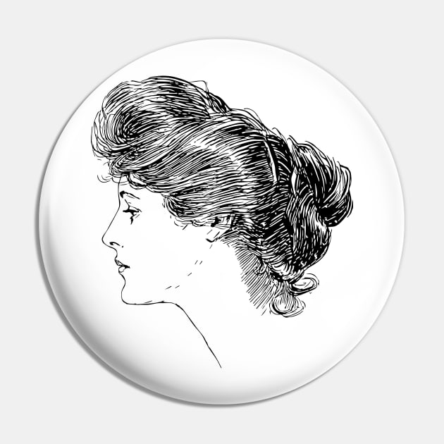 Gibson Girl Profile Pin by banditotees
