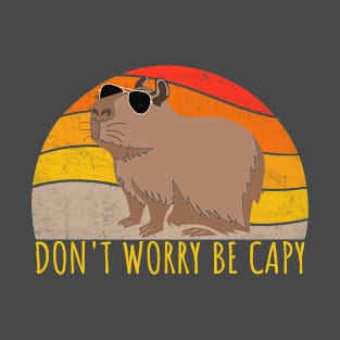 Retro Rodent Funny Capybara Don't Be Worry Be Capy Rodent T-Shirt