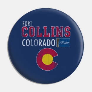 Retro Fort Collins Colorado Flag Vintage Fade Pin