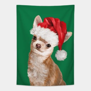 Christmas Chihuahua in Green Tapestry