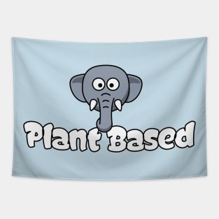 Plant Based Vegan Vegetarian Elephant Cartoon Kids Tshirt Tapestry