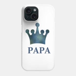 Papa King -  Worlds Best Dad - Father Word Art with a Blue Watercolor Crown Phone Case