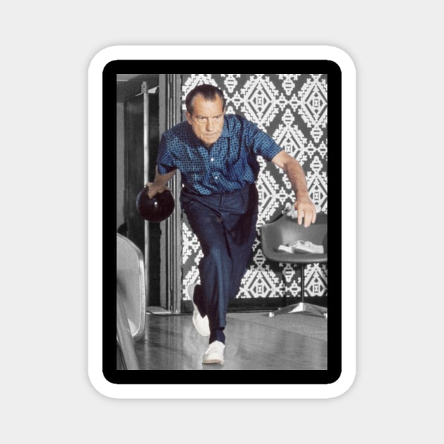 President Richard Nixon bowling at the White House Magnet by Soriagk