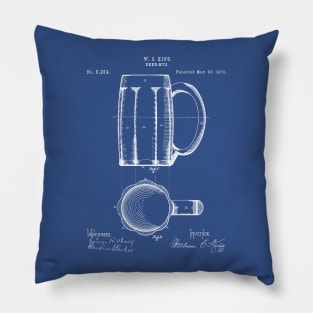 Beer Mug Patent - Craft Beer Art - Blueprint Pillow