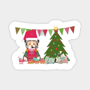 Space Corgi celebrates Christmas! - The Cool Astronaut Puppy! Magnet