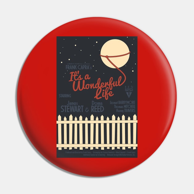 It's A Wonderful Life Movie Poster Pin by Noir-N-More