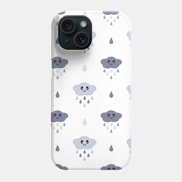 Kawaii Cute Rain Cloud Pattern Phone Case by Kelly Gigi