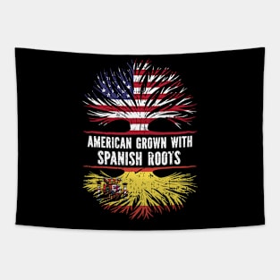 American Grown with Spanish Roots USA Flag Tapestry