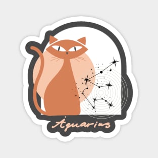 Aquarius Zodiac Cat Modern Astrology Horoscope Kitty Magnet