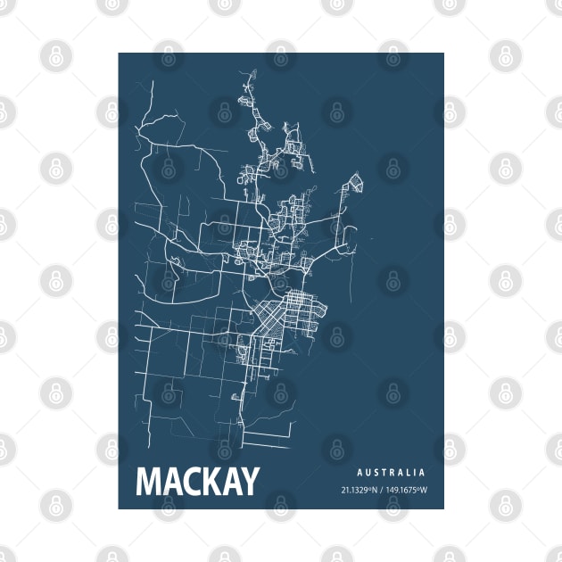 Mackay Blueprint Street Map, Mackay Colour Map Prints by tienstencil