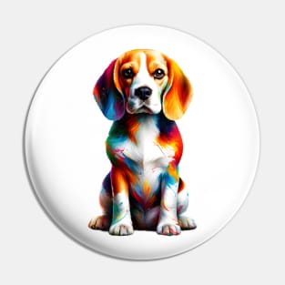 Artistic Splash Beagle Portrait in Colorful Style Pin