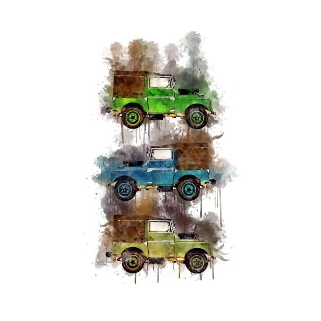 3 Land Rover Series 2 splash art by AaaahEeeekStudio