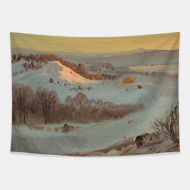 Hudson Valley, New York in Winter by Frederic Edwin Church Tapestry by Classic Art Stall