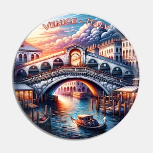 Retro Vintage Travel Enchanted Venice Italy Sunset Pin