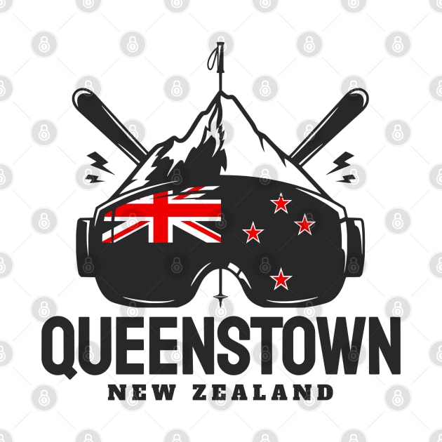 Queenstown New Zealand Ski Resort Skiing Souvenir by zap
