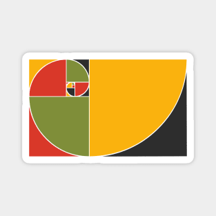 Golden Ratio Fibonacci Spiral in Pan African colors Magnet