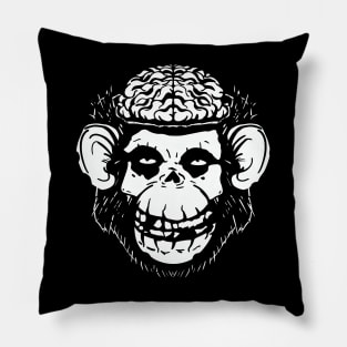 Monkey Brains INK skull on colors Pillow