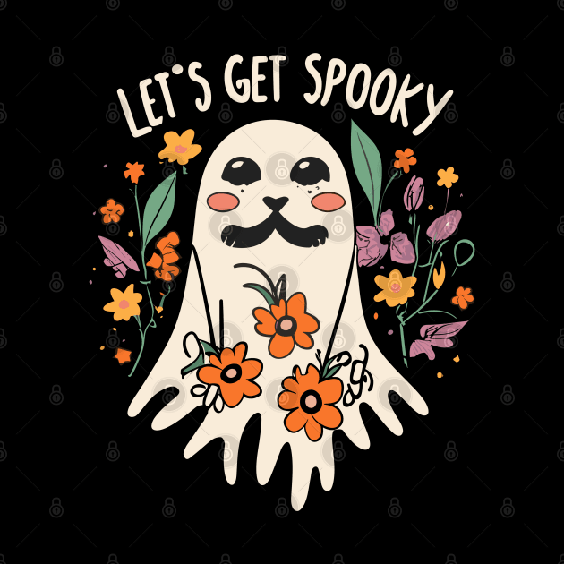 Halloween 'let's get spooky' colorful ghost by BonusSingh