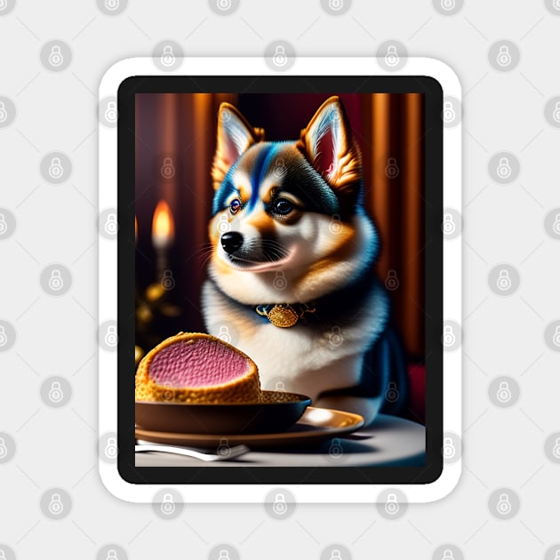 Luxurious Pomsky Puppy Dines in Style at High-End Restaurant Magnet by Enchanted Reverie